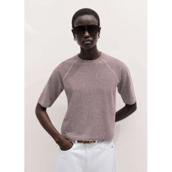 Me and Em ME+EM Slim Fit Raglan Tee in Cinnamon/Light Cream Top, view 5