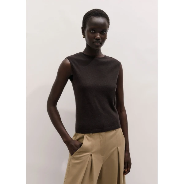 Me and Em ME+EM Slim Knit Vest in Cocoa Brown, view 5