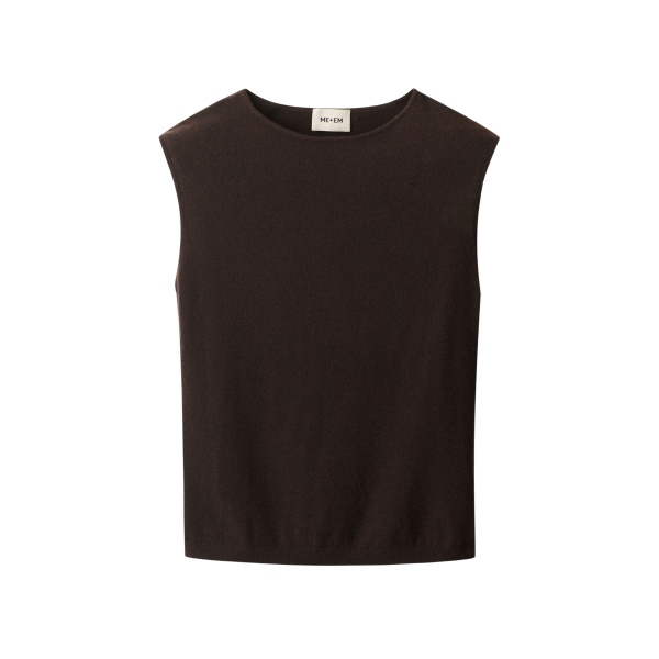 Me and Em ME+EM Slim Knit Vest in Cocoa Brown