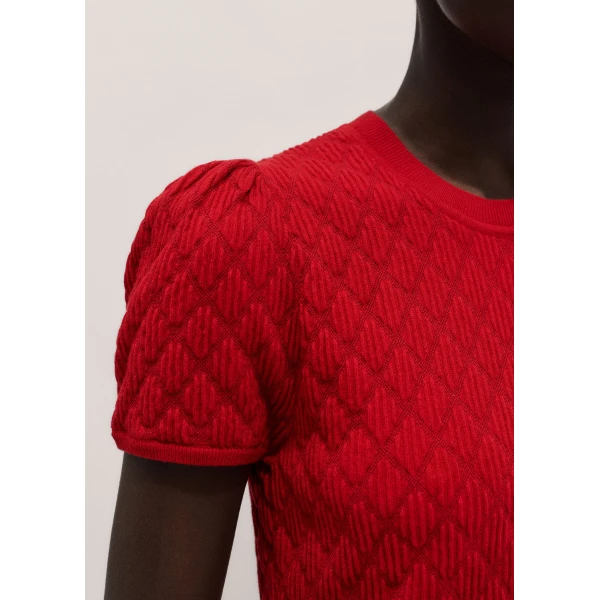 Me and Em ME+EM Smock Slim Knit Tee in Ruby Red, view 3