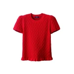 Me and Em ME+EM Smock Slim Knit Tee in Ruby Red