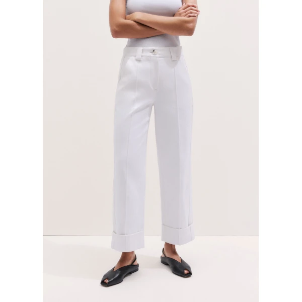 Me and Em ME+EM Straight Crop Trouser in Soft White, view 2
