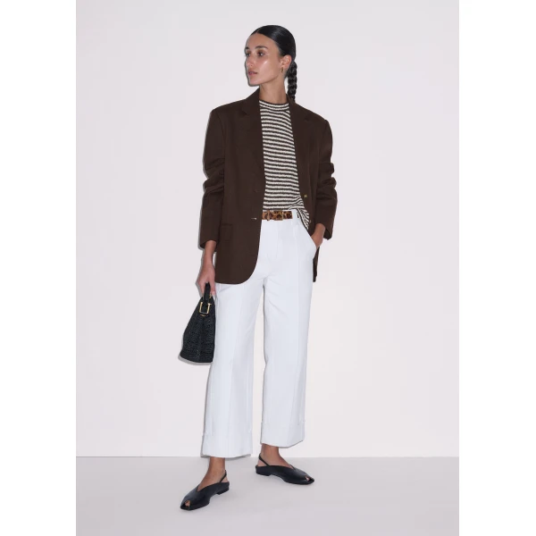Me and Em ME+EM Straight Crop Trouser in Soft White, view 3