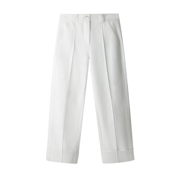 Me and Em ME+EM Straight Crop Trouser in Soft White