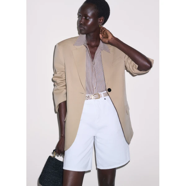 Me and Em ME+EM Straight Summer Blouse in Brown/White, view 4