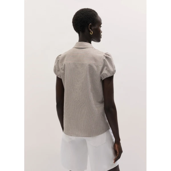 Me and Em ME+EM Straight Summer Blouse in Brown/White, view 5