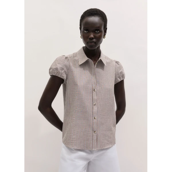 Me and Em ME+EM Straight Summer Blouse in Brown/White, view 6