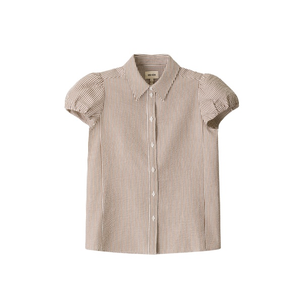 Me and Em ME+EM Straight Summer Blouse in Brown/White