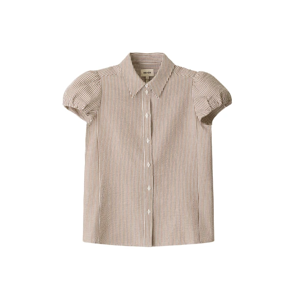 Me and Em ME+EM Straight Summer Blouse in Brown/White