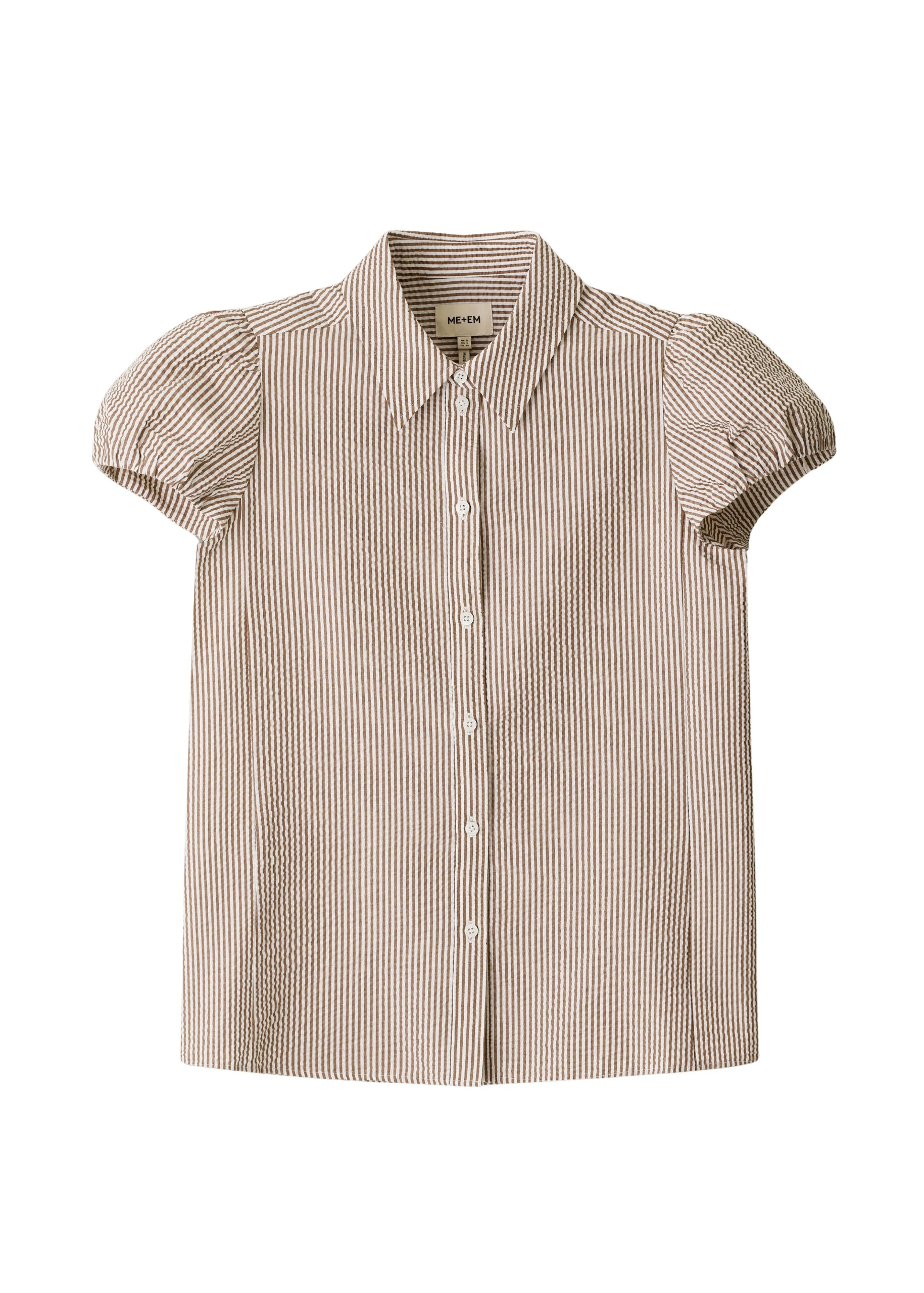 ME+EM Straight Summer Blouse in Brown/White