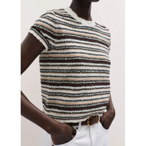 Me and Em ME+EM Stripe Knit Baby Tee in Cream Multi, view 3