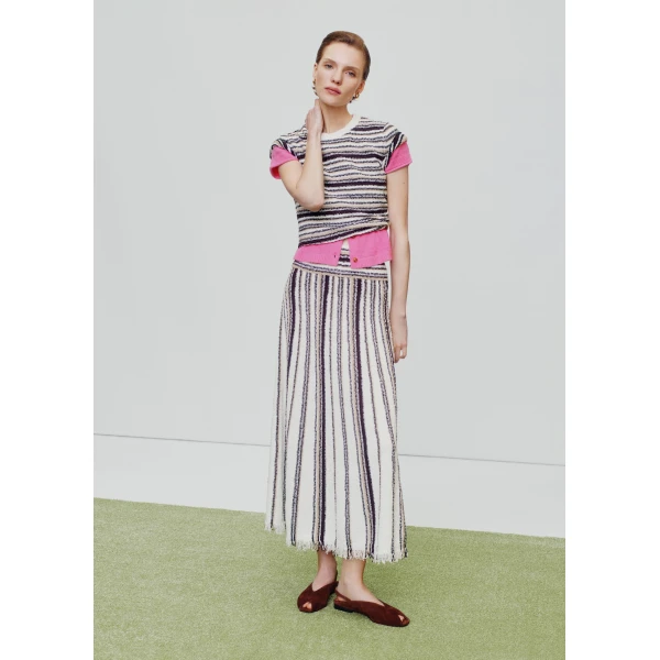 Me and Em ME+EM Stripe Knit Baby Tee in Cream Multi, view 4