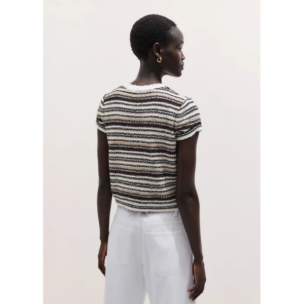 Me and Em ME+EM Stripe Knit Baby Tee in Cream Multi, view 5