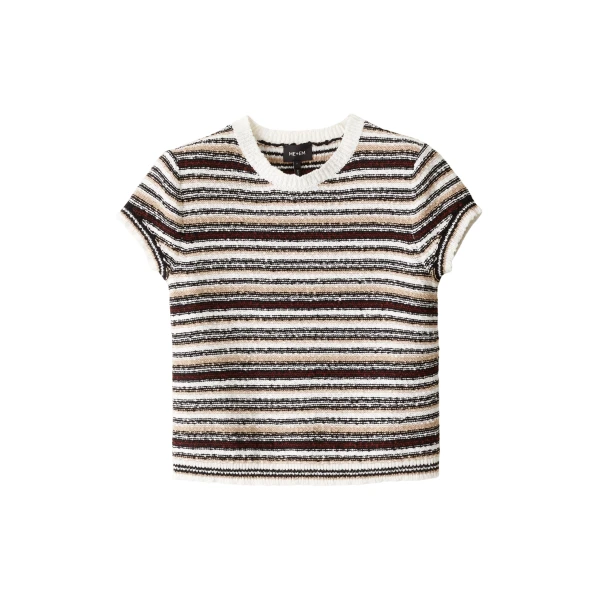 Me and Em ME+EM Stripe Knit Baby Tee in Cream Multi