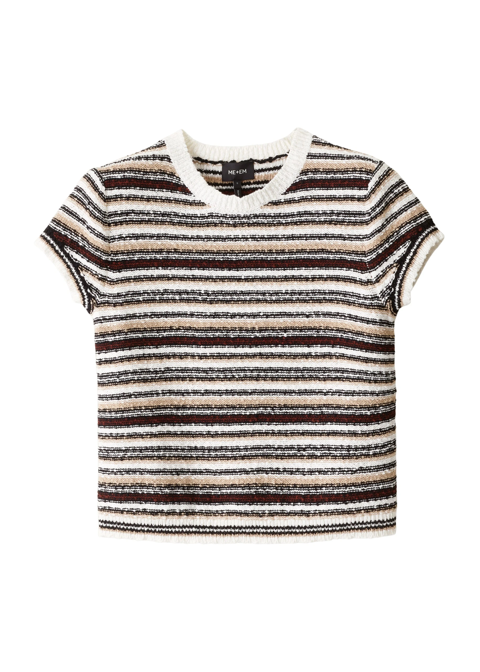 ME+EM Stripe Knit Baby Tee in Cream Multi