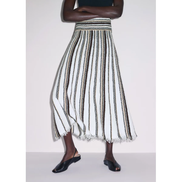 Me and Em ME+EM Stripe Knit Maxi Skirt in Cream Multi, view 2