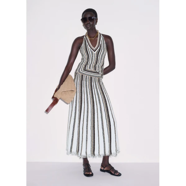 Me and Em ME+EM Stripe Knit Maxi Skirt in Cream Multi, view 4