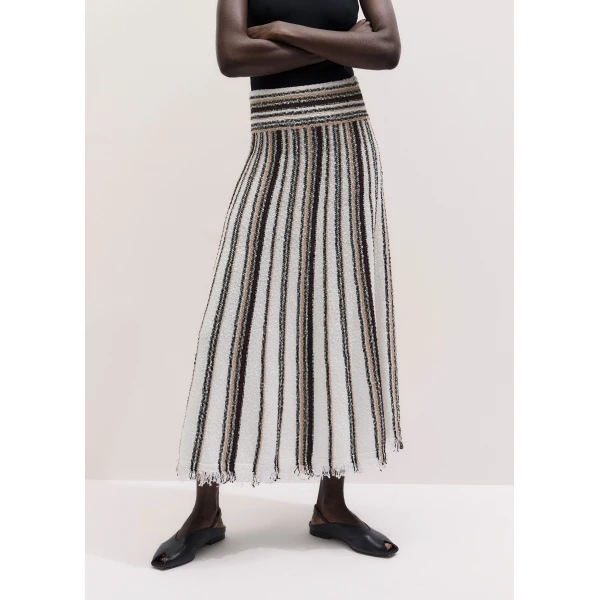 Me and Em ME+EM Stripe Knit Maxi Skirt in Cream Multi, view 5