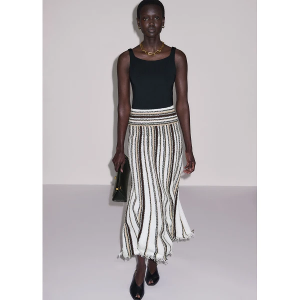Me and Em ME+EM Stripe Knit Maxi Skirt in Cream Multi, view 6