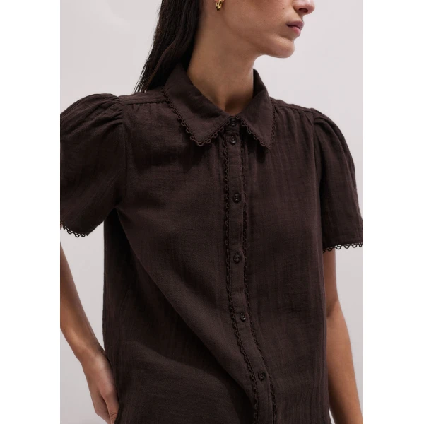 Me and Em ME+EM Summer Blouse in Ganache Brown, view 3