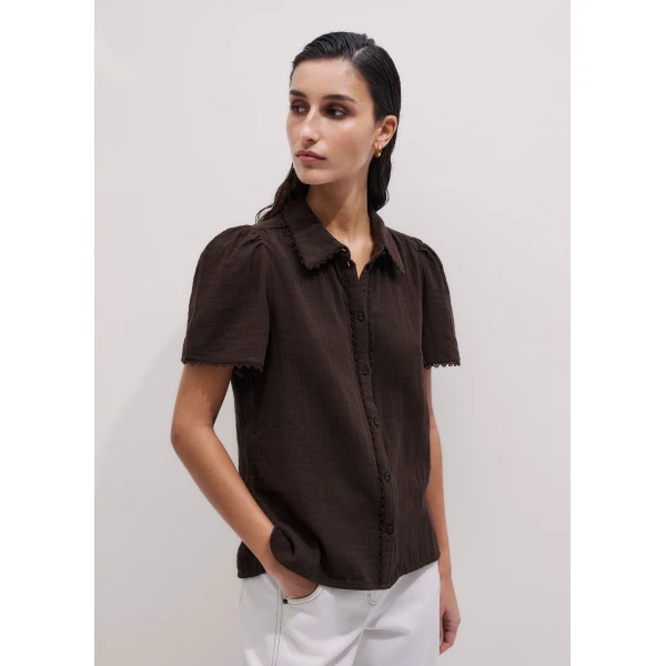 Me and Em ME+EM Summer Blouse in Ganache Brown, view 5