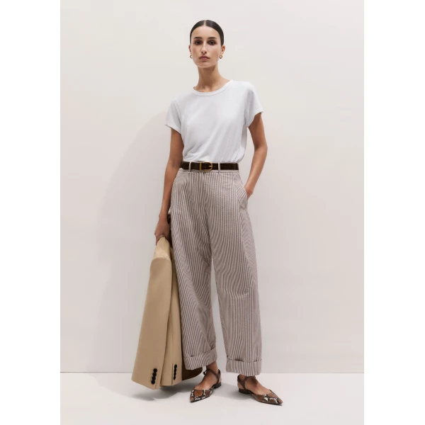 Me and Em ME+EM Summer Clever Trouser in Cocoa Brown/Light Cream, view 4