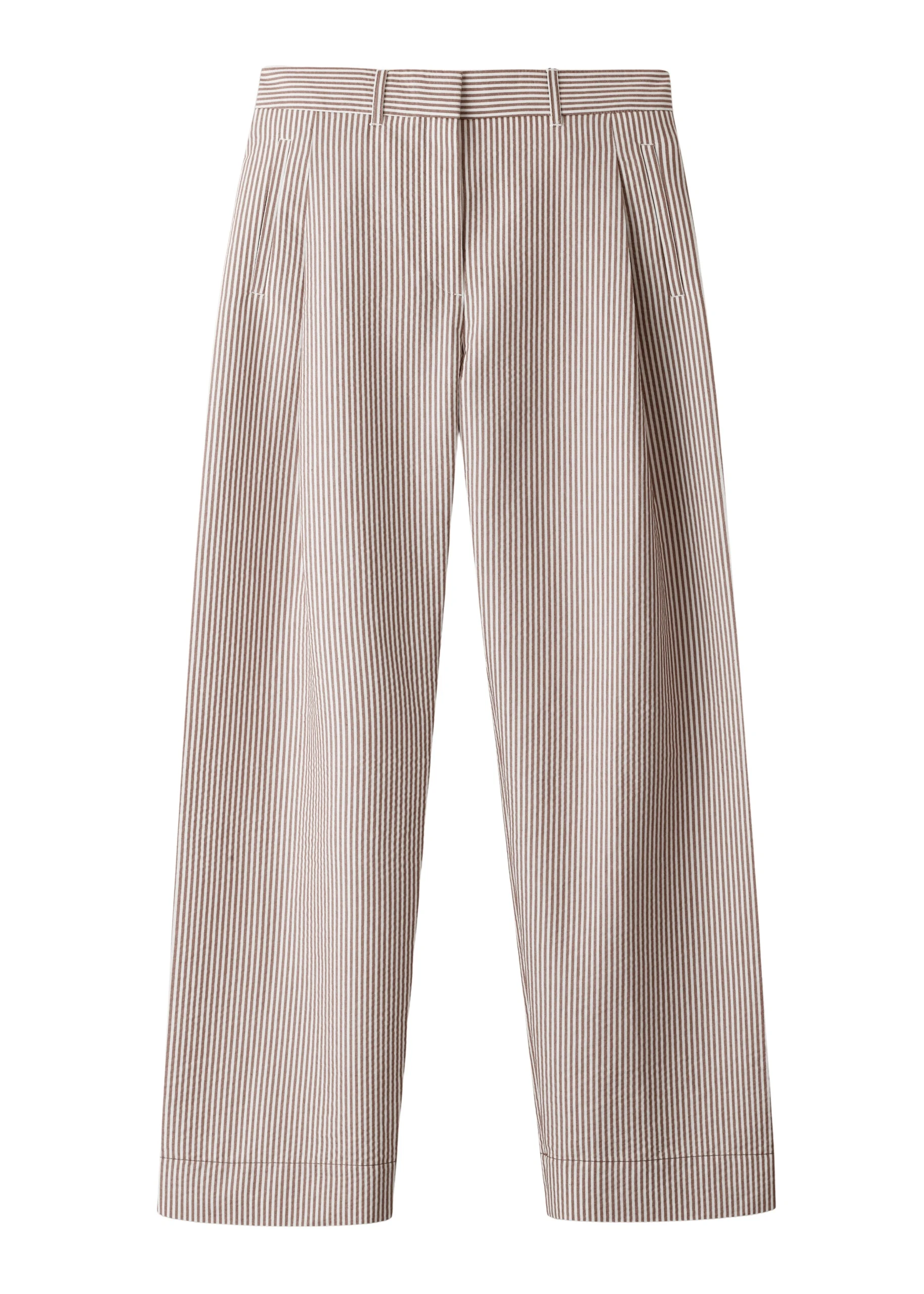 ME+EM Summer Clever Trouser in Cocoa Brown/Light Cream