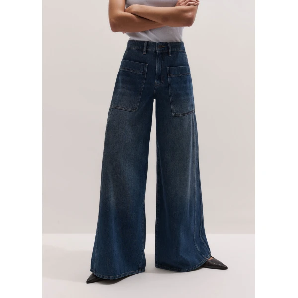 Me and Em ME+EM Super Wide Jean in Authentic Dark Wash, view 3