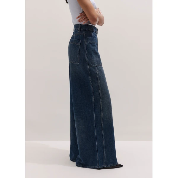 Me and Em ME+EM Super Wide Jean in Authentic Dark Wash, view 4