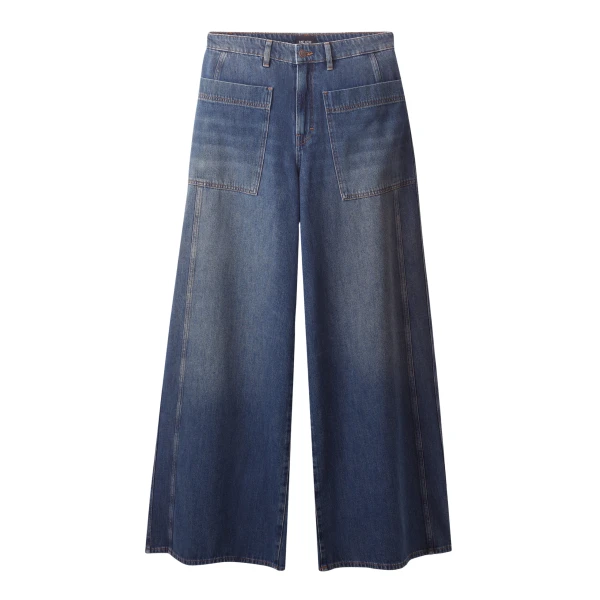 Me and Em ME+EM Super Wide Jean in Authentic Dark Wash