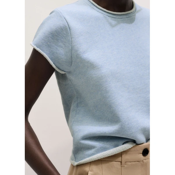 Me and Em ME+EM Sweatshirt Baby Tee in Chambray Blue Marl Top, view 3
