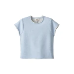 Me and Em ME+EM Sweatshirt Baby Tee in Chambray Blue Marl Top
