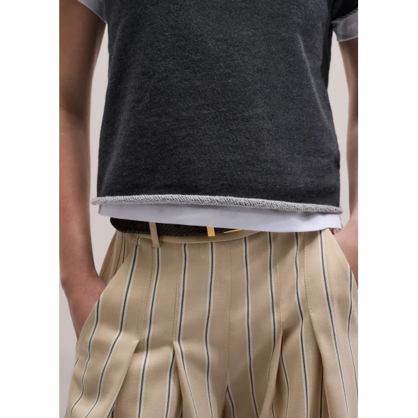 Me and Em ME+EM Sweatshirt Baby Tee in Charcoal Marl Top, view 5