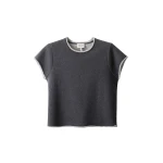 Me and Em ME+EM Sweatshirt Baby Tee in Charcoal Marl Top
