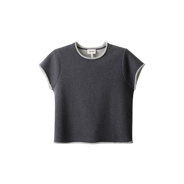 Me and Em ME+EM Sweatshirt Baby Tee in Charcoal Marl Top