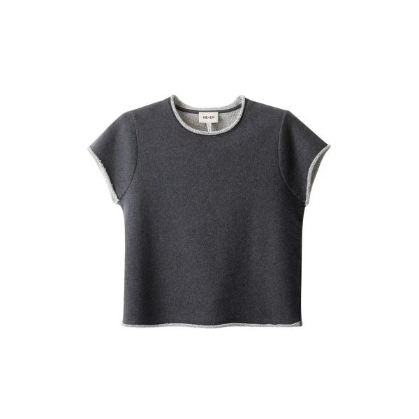 Me and Em ME+EM Sweatshirt Baby Tee in Charcoal Marl Top