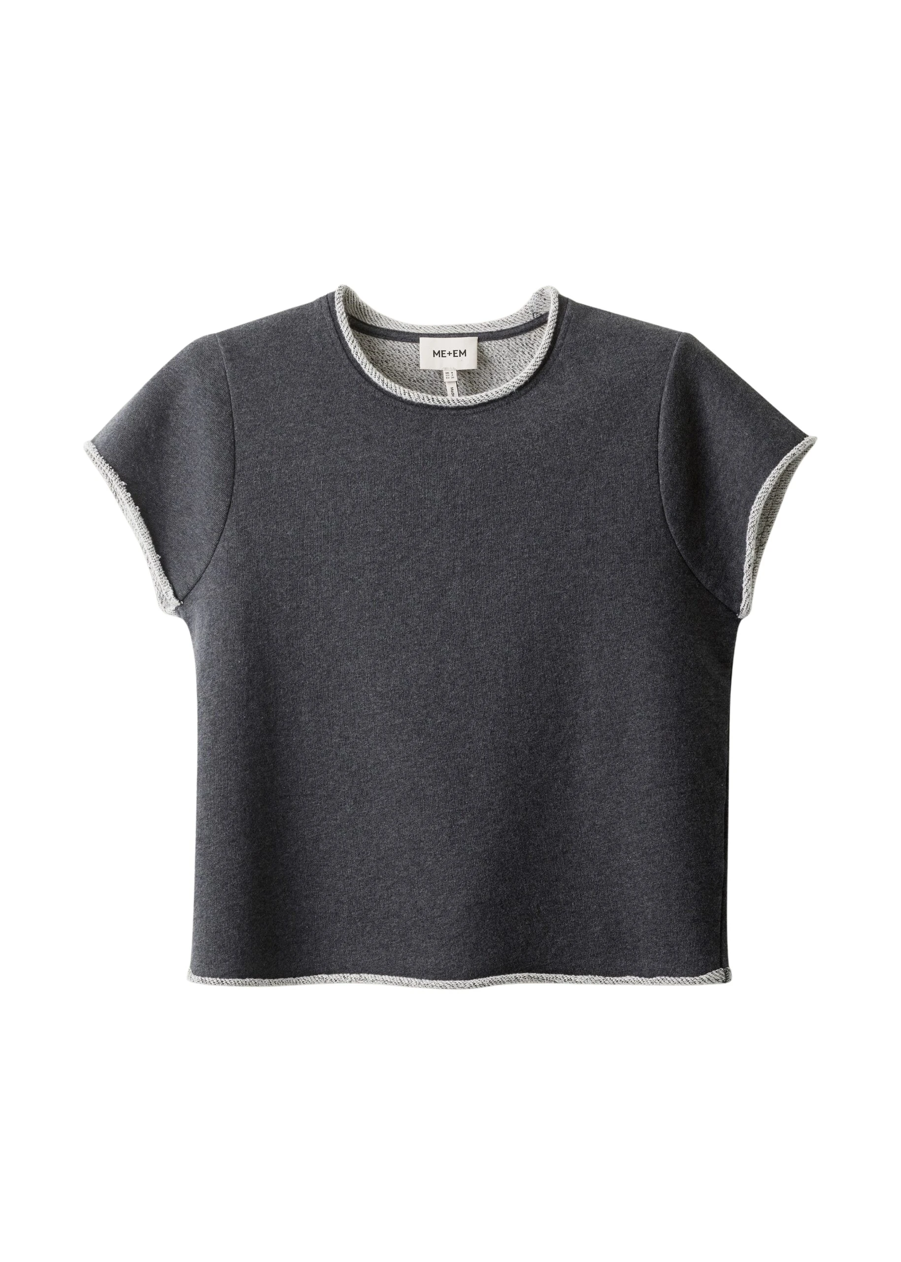 ME+EM Sweatshirt Baby Tee in Charcoal Marl