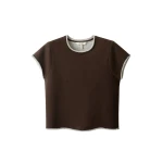Me and Em ME+EM Sweatshirt Baby Tee in Warm Chocolate Mélange Top