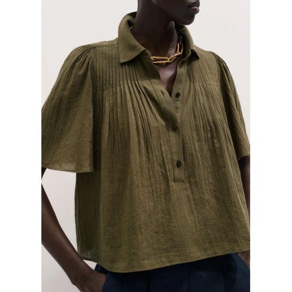 Me and Em ME+EM Swing Blouse in Dusted Khaki, view 3