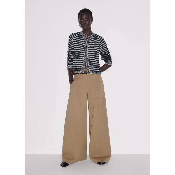Me and Em ME+EM Textured Stripe Cardigan in Black/Cream, view 4