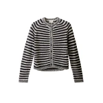 Me and Em ME+EM Textured Stripe Cardigan in Black/Cream