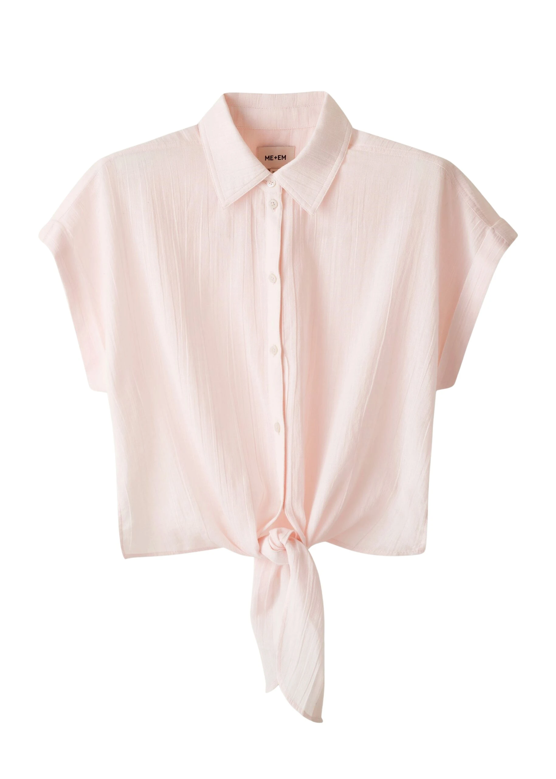 ME+EM Tie Front Beach Shirt in Icy Pink