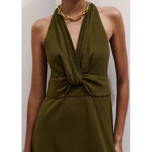 Me and Em ME+EM Twist Front Maxi Dress in Olive Green, view 3