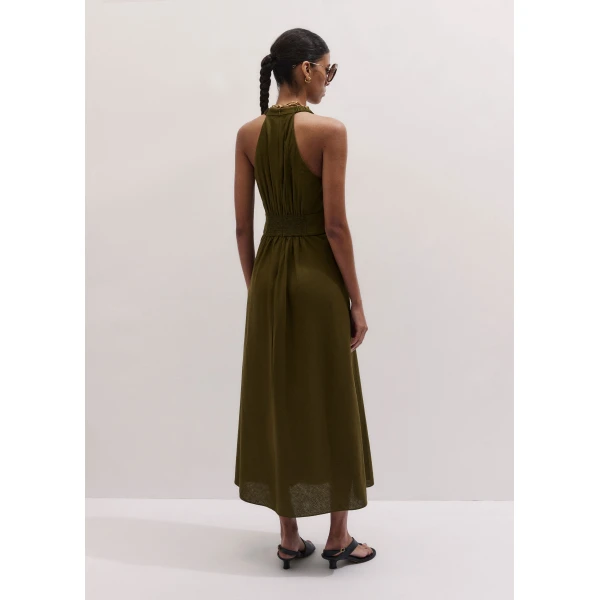 Me and Em ME+EM Twist Front Maxi Dress in Olive Green, view 5