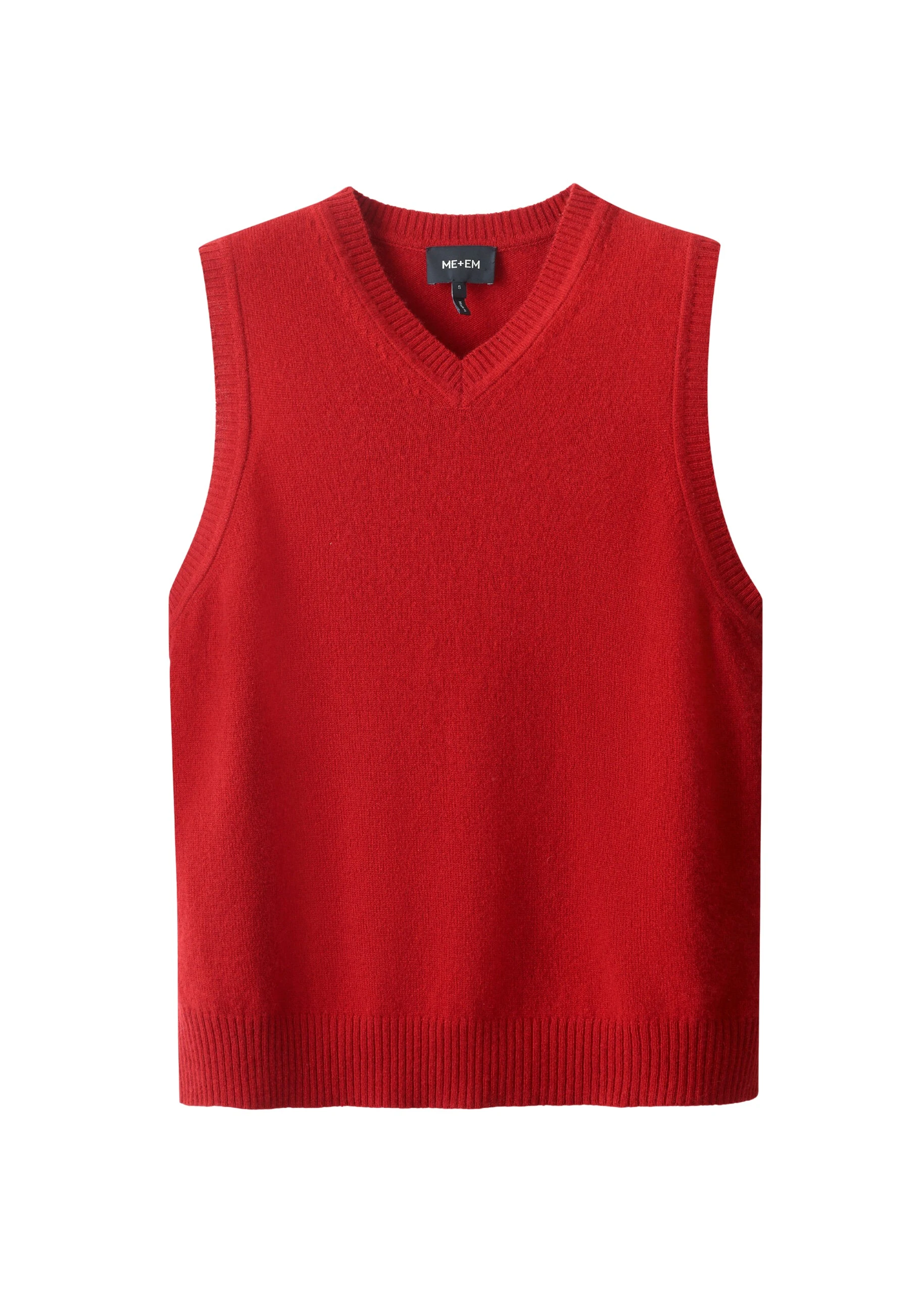ME+EM V-Neck Relaxed Knit Vest in Deep Ruby Red Mélange