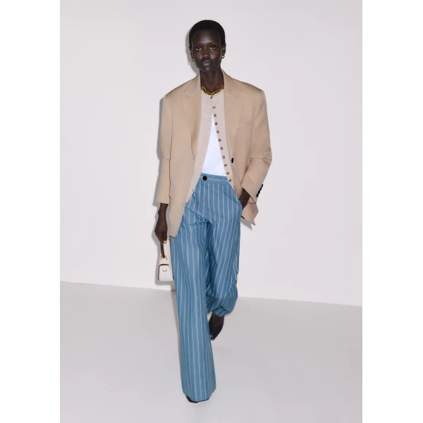 Me and Em ME+EM Wide-Leg Trouser in Chambray Blue Multi, view 5
