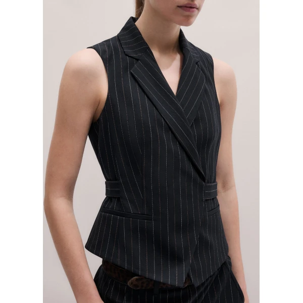 Me and Em ME+EM Wrap Waistcoat in Black, view 2