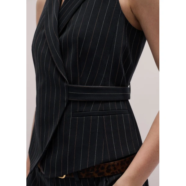 Me and Em ME+EM Wrap Waistcoat in Black, view 3