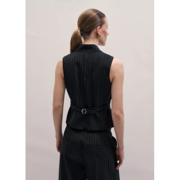 Me and Em ME+EM Wrap Waistcoat in Black, view 5