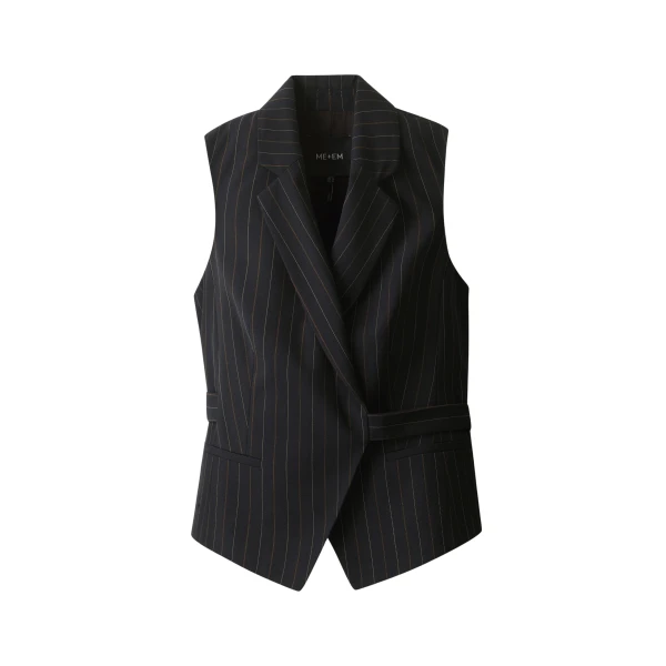 Me and Em ME+EM Wrap Waistcoat in Black
